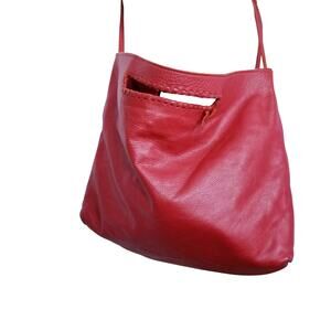 Jennifer Haley Day Shopper Red Leather Handbag Crossbody - Large